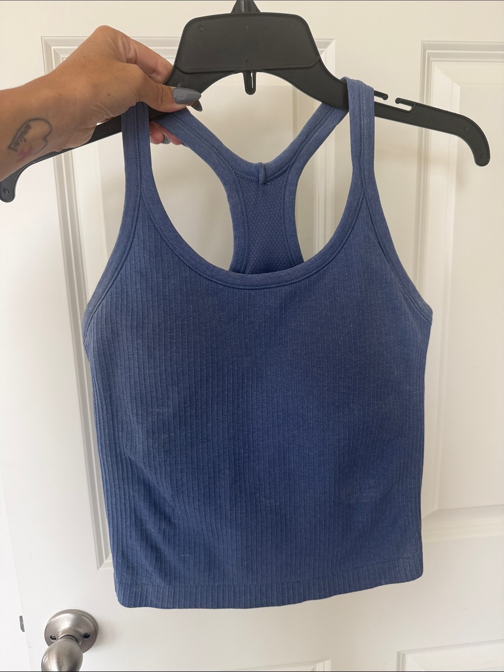 Amazon Blue Ribbed Racerback Tank Top - Picture 2 of 4